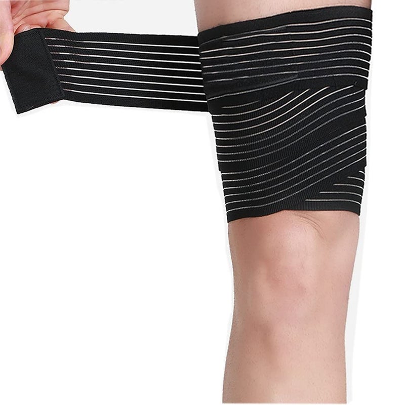 Sgozam Thigh Support Compression Bandage Sleeve for Women and Men, Lower Leg Compression Wrap Brace for Thigh Pain, Shin Splint Guard for Football, Tennis, Volleyball, One Size Fit Most, Adjustable - Image 1